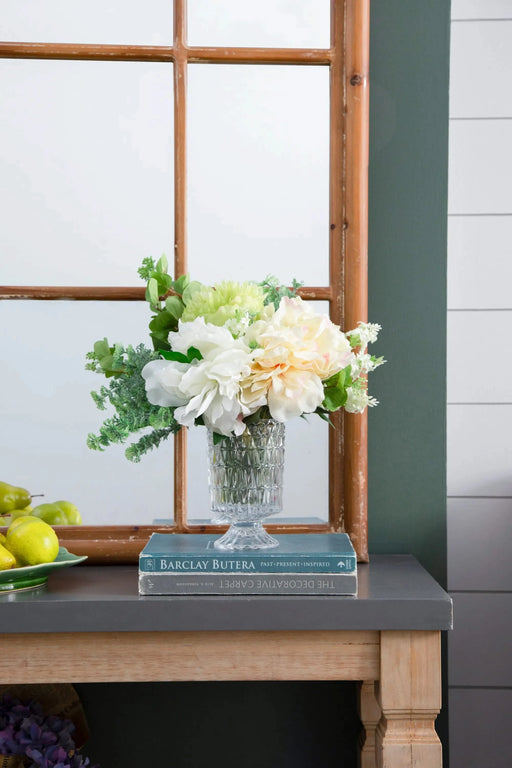 Almost Real 14' Peony - White with Pink, 4 Pack Default -DTYStore