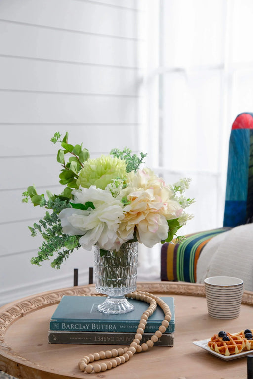 Almost Real 14' Peony - White with Pink, 4 Pack Default -DTYStore