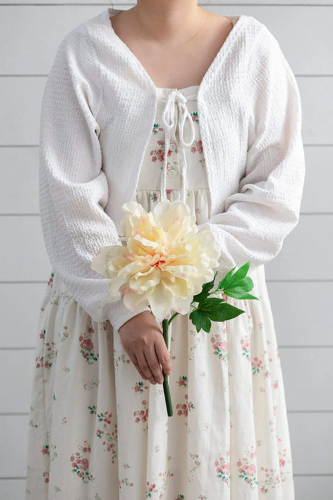 Almost Real 14' Peony - White with Pink, 4 Pack Default -DTYStore