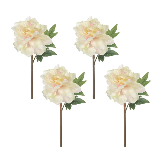 Almost Real 14' Peony - White with Pink, 4 Pack Default -DTYStore