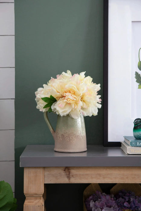 Almost Real 14' Peony - White with Pink, 4 Pack Default -DTYStore