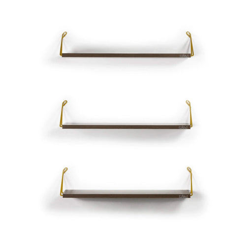 Altai Floating Wall Decor Wall Mounted Rustic Decorative Hanging Metal Bracket Triple Shelfs for Books, Walnut/Yellow Default -DTYStore