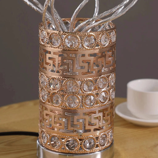 Aluminum Golden Rose Copper/Silver Wire Bud Flower Bud Table Lamp for Living Room, Nightstand Bedside Table Lamp for Bedroom, LED Lamp Default -DTYStore