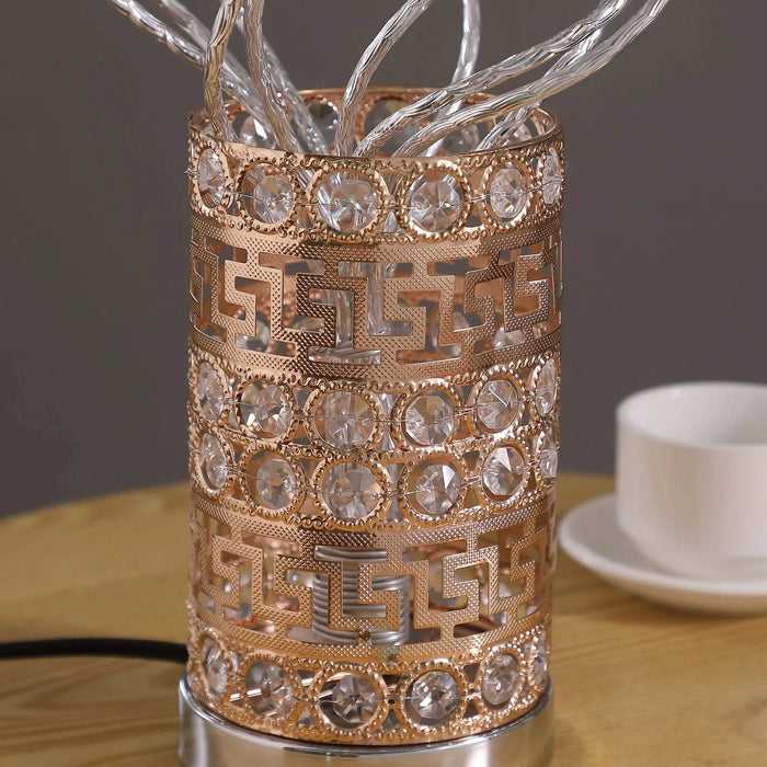 Aluminum Golden Rose Copper/Silver Wire Bud Flower Bud Table Lamp for Living Room, Nightstand Bedside Table Lamp for Bedroom, LED Lamp Default -DTYStore