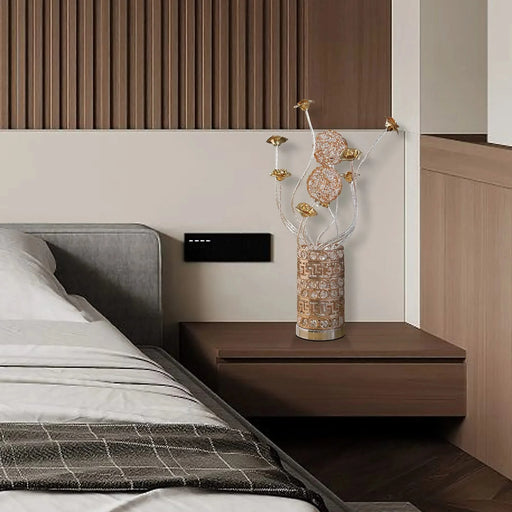 Aluminum Golden Rose Copper/Silver Wire Bud Flower Bud Table Lamp for Living Room, Nightstand Bedside Table Lamp for Bedroom, LED Lamp Default -DTYStore