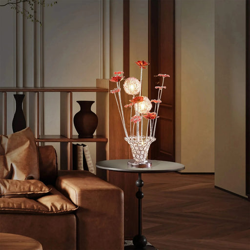 Aluminum Golden Rose Copper/Silver Wire Bud Flower Bud Table Lamp for Living Room, Nightstand Bedside Table Lamp for Bedroom, LED Lamp Default -DTYStore