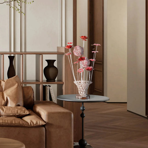 Aluminum Golden Rose Copper/Silver Wire Bud Flower Bud Table Lamp for Living Room, Nightstand Bedside Table Lamp for Bedroom, LED Lamp Default -DTYStore