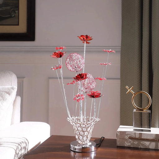 Aluminum Golden Rose Copper/Silver Wire Bud Flower Bud Table Lamp for Living Room, Nightstand Bedside Table Lamp for Bedroom, LED Lamp Default -DTYStore