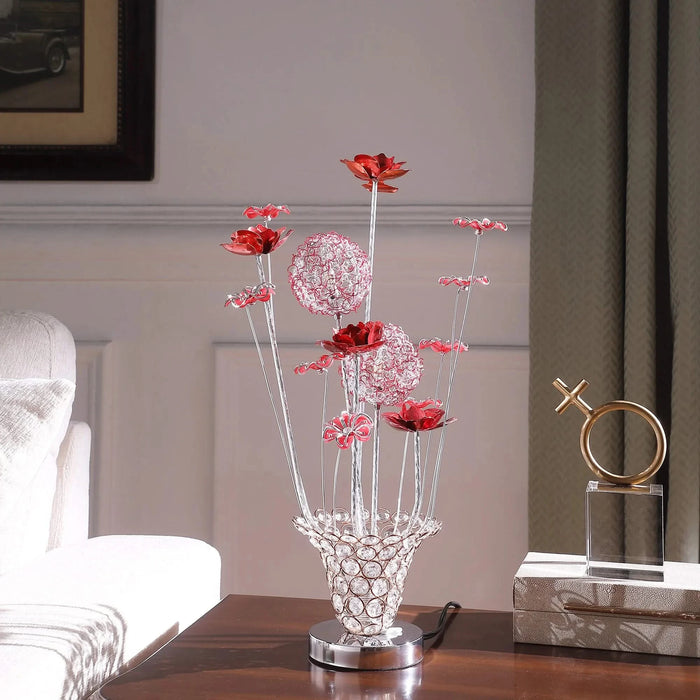 Aluminum Golden Rose Copper/Silver Wire Bud Flower Bud Table Lamp for Living Room, Nightstand Bedside Table Lamp for Bedroom, LED Lamp Default -DTYStore