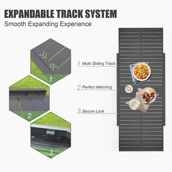 Aluminum Patio Extendable Dining Table 35'- 71', Adjustable Indoor Outdoor Patio Dining Table with E-Coating for 4-6 Person Garden Lawn Porch Bistro Furniture, Dark-Gray Default -DTYStore