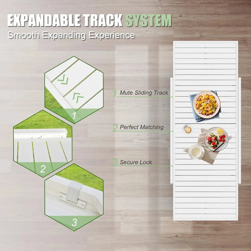 Aluminum Patio Extendable Dining Table 35'- 71', Adjustable Indoor Outdoor Patio Dining Table with E-Coating for 4-6 Person Garden Lawn Porch Bistro Furniture, Elegant Ivory White Default -DTYStore