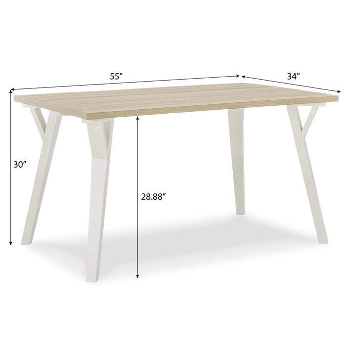 Alwynn Contemporary Rectangular Dining Table, White and Natural Wood Default -DTYStore