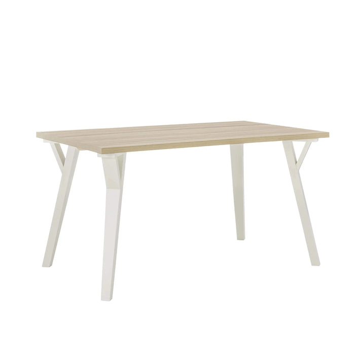 Alwynn Contemporary Rectangular Dining Table, White and Natural Wood Default -DTYStore