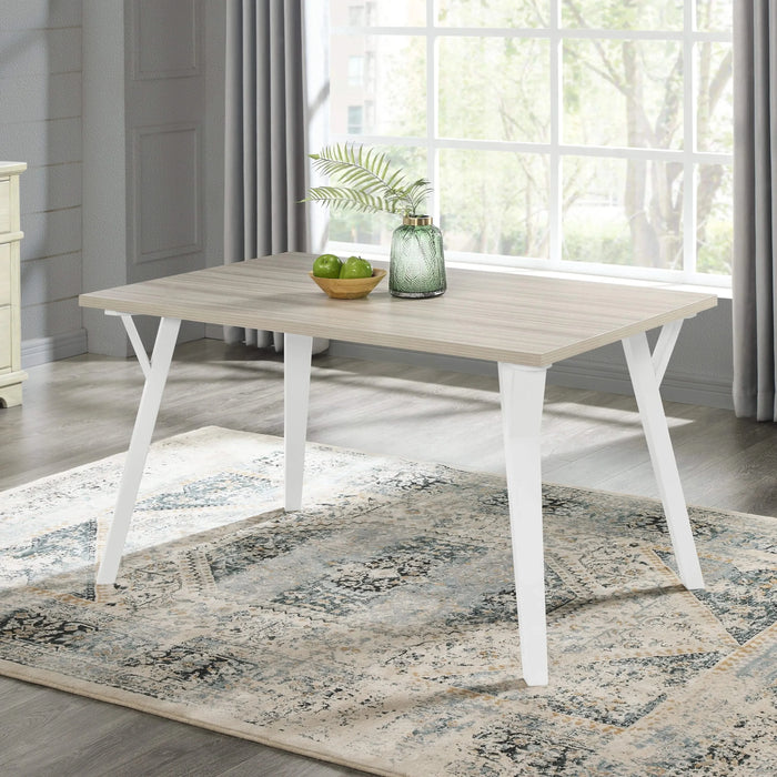 Alwynn Contemporary Rectangular Dining Table, White and Natural Wood Default -DTYStore