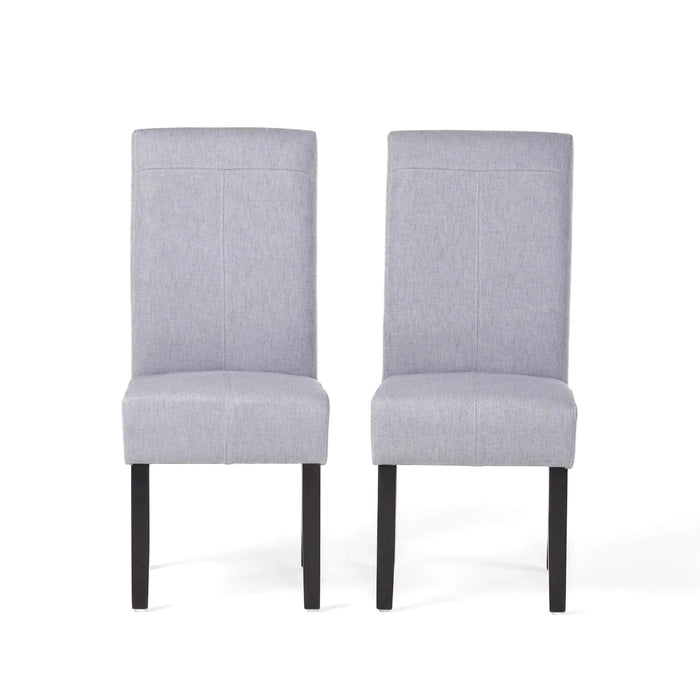 Amaranthine Upholstered Dining Chair with High Back and Wood Legs, Set of 2, Light Grey Default -DTYStore