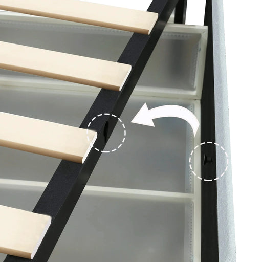 Anda Queen Size Ivory Boucle Upholstered Platform Bed with 4 Drawer Storage and Tufted Headboard Default -DTYStore