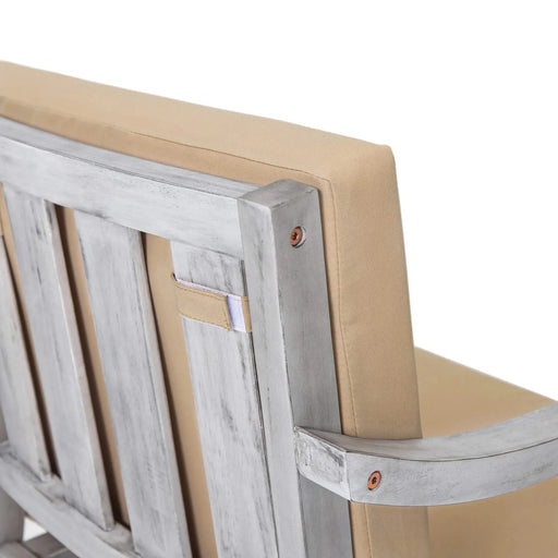 Antique Gray 6-Person Outdoor Wooden Dining Set with Umbrella Hole and Removable Cushions for Patio Default -DTYStore