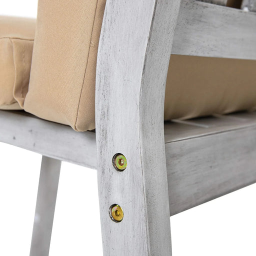 Antique Gray 6-Person Outdoor Wooden Dining Set with Umbrella Hole and Removable Cushions for Patio Default -DTYStore