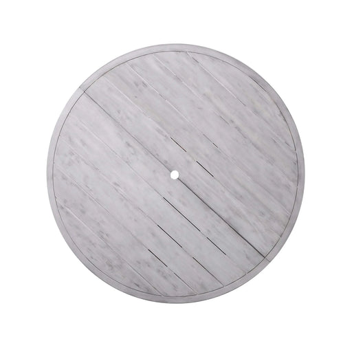 Antique Gray 6-Person Outdoor Wooden Dining Set with Umbrella Hole and Removable Cushions for Patio Default -DTYStore