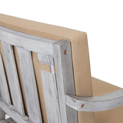 Antique Gray 6-Person Outdoor Wooden Dining Set with Umbrella Hole and Removable Cushions for Patio Default -DTYStore