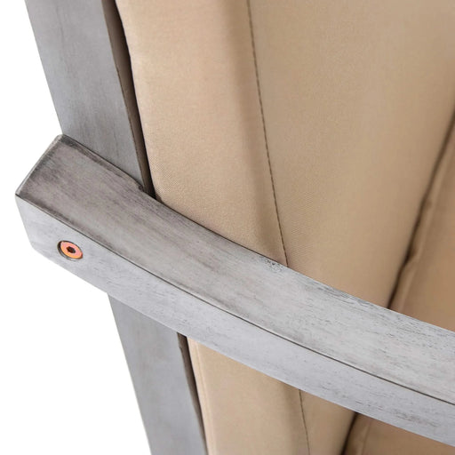 Antique Gray 6-Person Outdoor Wooden Dining Set with Umbrella Hole and Removable Cushions for Patio Default -DTYStore