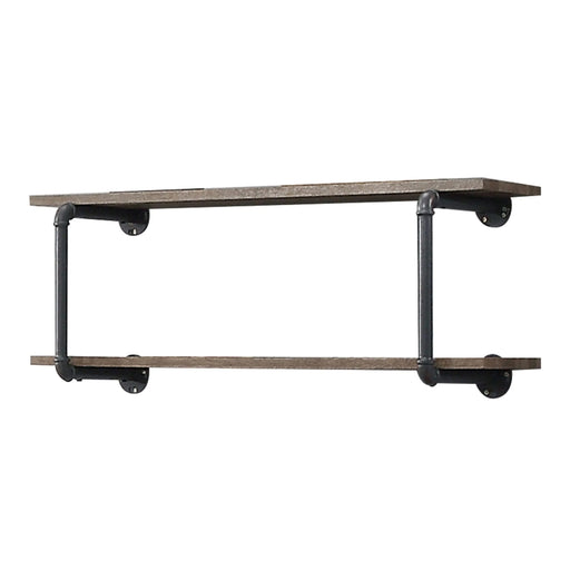 Antique Oak and Sandy Grey 2-Tier Wall Shelf Default -DTYStore