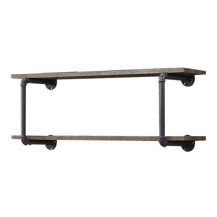Antique Oak and Sandy Grey 2-Tier Wall Shelf Default -DTYStore