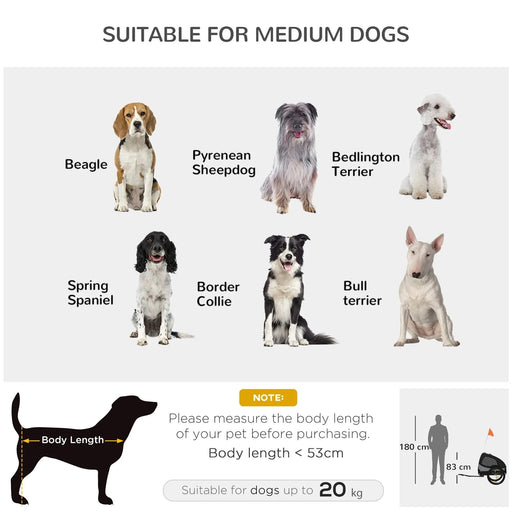 Aosom Dog Bike Trailer, Pet Bike Wagon with Steel Frame, Hitch Coupler, Quick Release Wheels, Reflectors, Flag, Pet Travel Carrier for Medium Dogs, Black Default -DTYStore