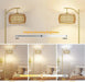 Arc Floor Lamp with 3 Color Temperatures, LED Gold Floor Lamp with Remote & Stepless Dimmable Bulb, Boho Standing Lamp with Rattan & Fabric Shades, Farmhouse Tall Lamp for Living Room Bedroom Default -DTYStore