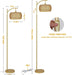Arc Floor Lamp with 3 Color Temperatures, LED Gold Floor Lamp with Remote & Stepless Dimmable Bulb, Boho Standing Lamp with Rattan & Fabric Shades, Farmhouse Tall Lamp for Living Room Bedroom Default -DTYStore