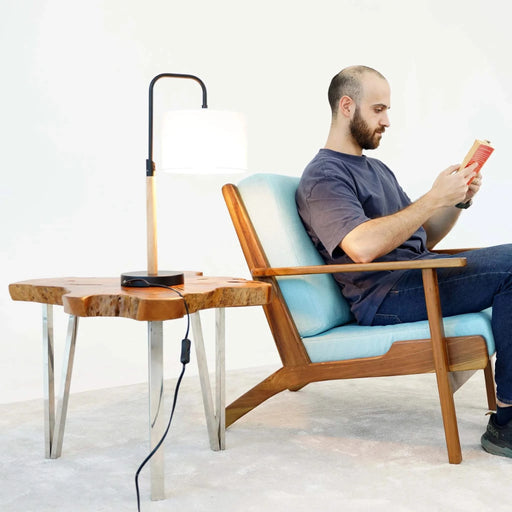 Arcus Paniz Modern Stylish Desk Lamp with Cylinder Shade in Black Metal for Bedside or Study Default -DTYStore