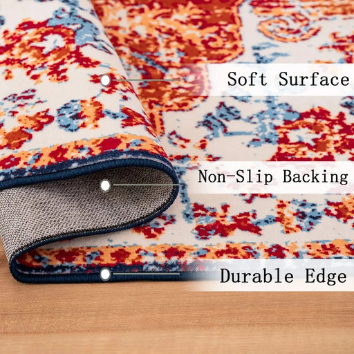 Area Rug 5x7 Vintage Bohemia Large Persian Non-slip Washable Rug For Living Room Kitchen Bedroom Living Room Flower Design Amber Default -DTYStore