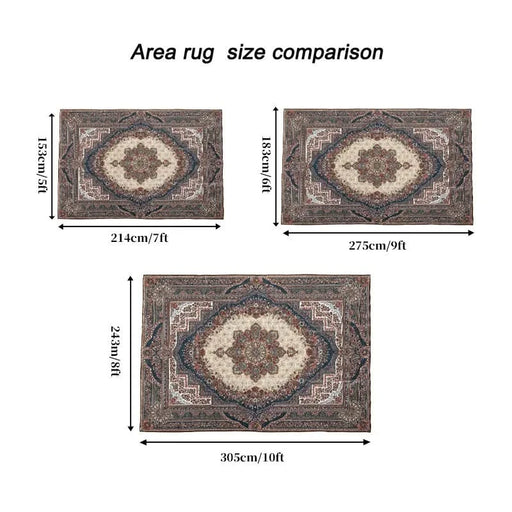 Area Rug 5x7 Vintage Bohemia Large Persian Non-slip Washable Rug For Living Room Kitchen Bedroom Living Room Flower Design Reddish Brown Default -DTYStore