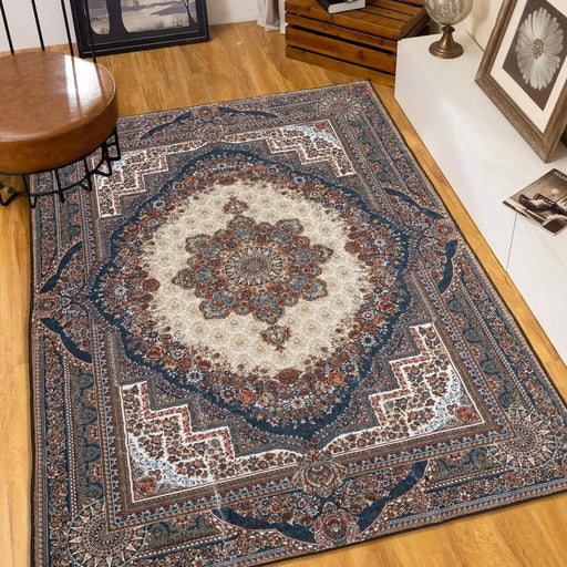 Area Rug 6x9 Vintage Bohemia Large Persian Non-slip Washable Rug For Living Room Kitchen Bedroom Living Room Flower Design Reddish Brown Default -DTYStore
