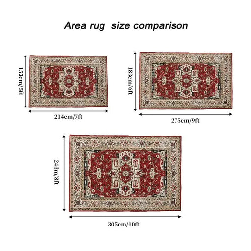 Area Rug 6x9 Vintage Bohemia Large Persian Non-slip Washable Rug For Living Room Kitchen Bedroom Living Room Flower Design Yellow/Red Default -DTYStore