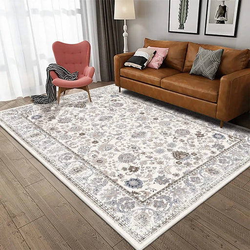 Area Rug 6x9 Vintage Bohemia Non-slip Washable Rug For Living Room Kitchen Bedroom Living Room Flower Design Light Khaki/Beige Default -DTYStore