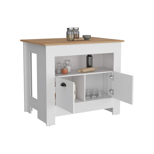 Arlet Kitchen Island Two Door Cabinet and Shelf Default -DTYStore