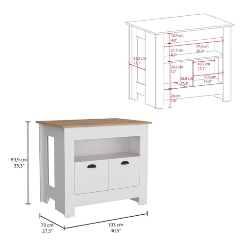 Arlet Kitchen Island Two Door Cabinet and Shelf Default -DTYStore
