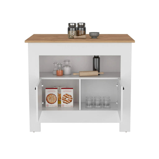 Arlet Kitchen Island Two Door Cabinet and Shelf Default -DTYStore