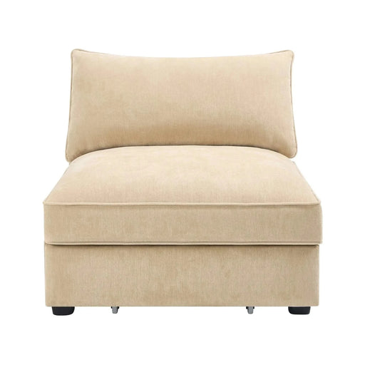 Armless Velvet Sofa – Modern Upholstered Sofa for Living Room and Lounge Seating Wheat -DTYStore