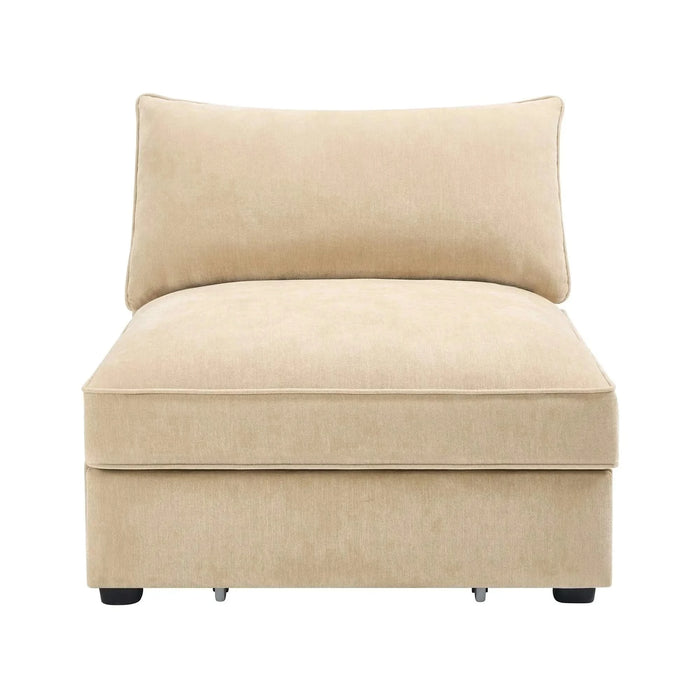 Armless Velvet Sofa – Modern Upholstered Sofa for Living Room and Lounge Seating Wheat -DTYStore