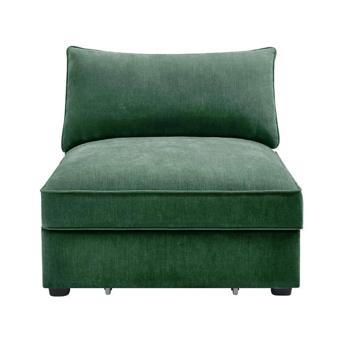 Armless Velvet Sofa – Modern Upholstered Sofa for Living Room and Lounge Seating Green -DTYStore