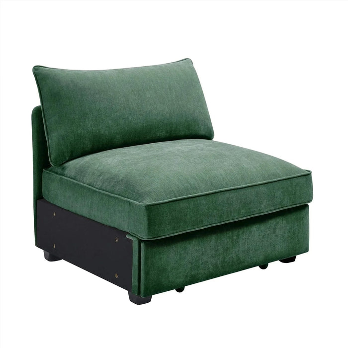 Armless Velvet Sofa – Modern Upholstered Sofa for Living Room and Lounge Seating Green -DTYStore
