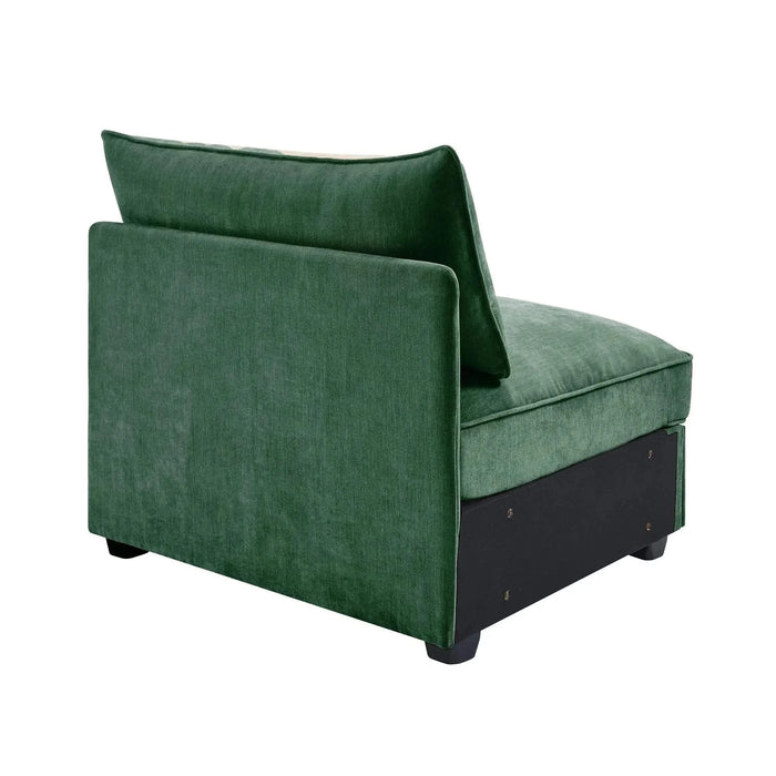 Armless Velvet Sofa – Modern Upholstered Sofa for Living Room and Lounge Seating Green -DTYStore