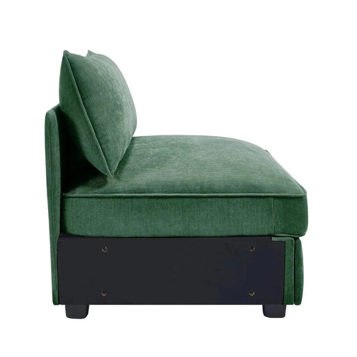Armless Velvet Sofa – Modern Upholstered Sofa for Living Room and Lounge Seating Green -DTYStore