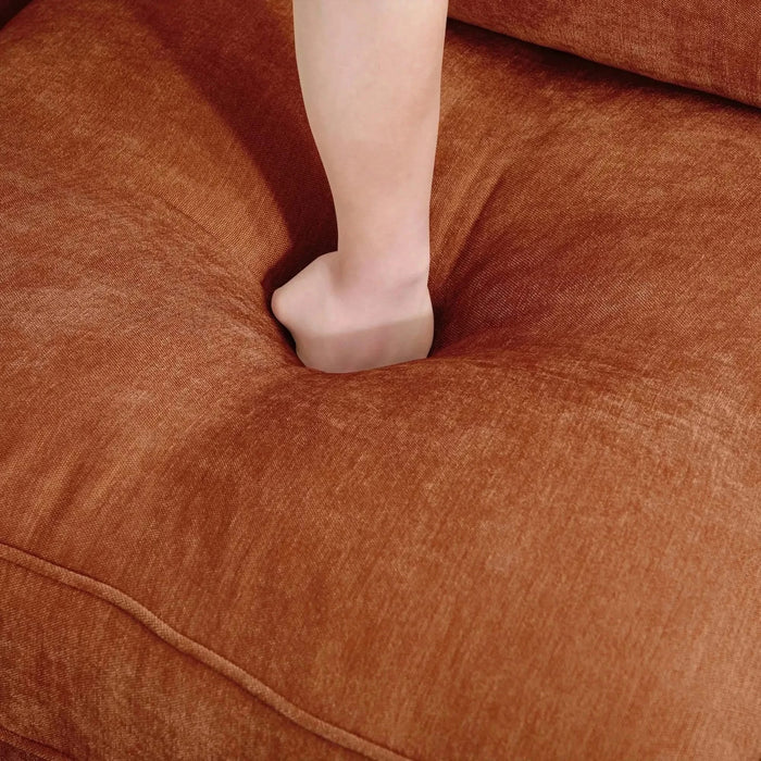 Armless Velvet Sofa – Modern Upholstered Sofa for Living Room and Lounge Seating Orange -DTYStore