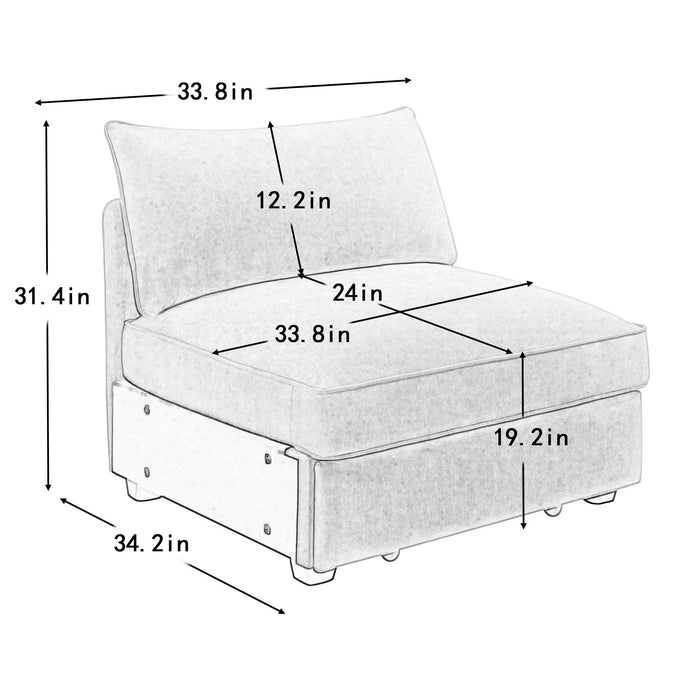 Armless sofa Velvet-Orange -DTYStore