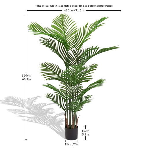Artificial Areca Palm Plant 160cm Tall Faux Tropical Dypsis Lutescens Tree Green Plastic Indoor Outdoor Décor Default -DTYStore