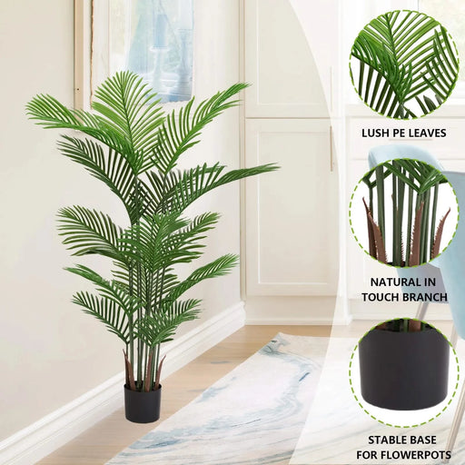 Artificial Areca Palm Plant 160cm Tall Faux Tropical Dypsis Lutescens Tree Green Plastic Indoor Outdoor Décor Default -DTYStore