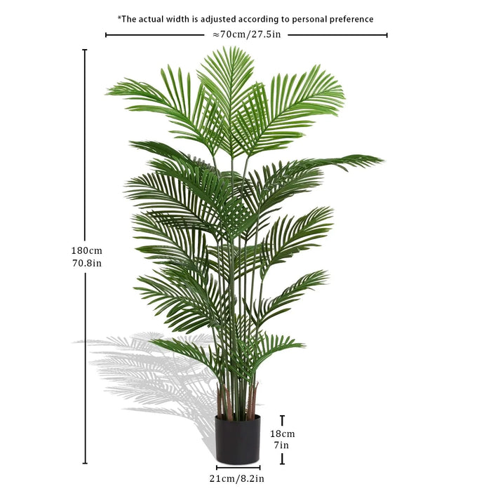 Artificial Areca Palm Plant, 6FT Tall Faux Tropical Tree in Pot for Indoor Outdoor Home, Office, or Garden Modern Decoration, 2pcs/set Default -DTYStore